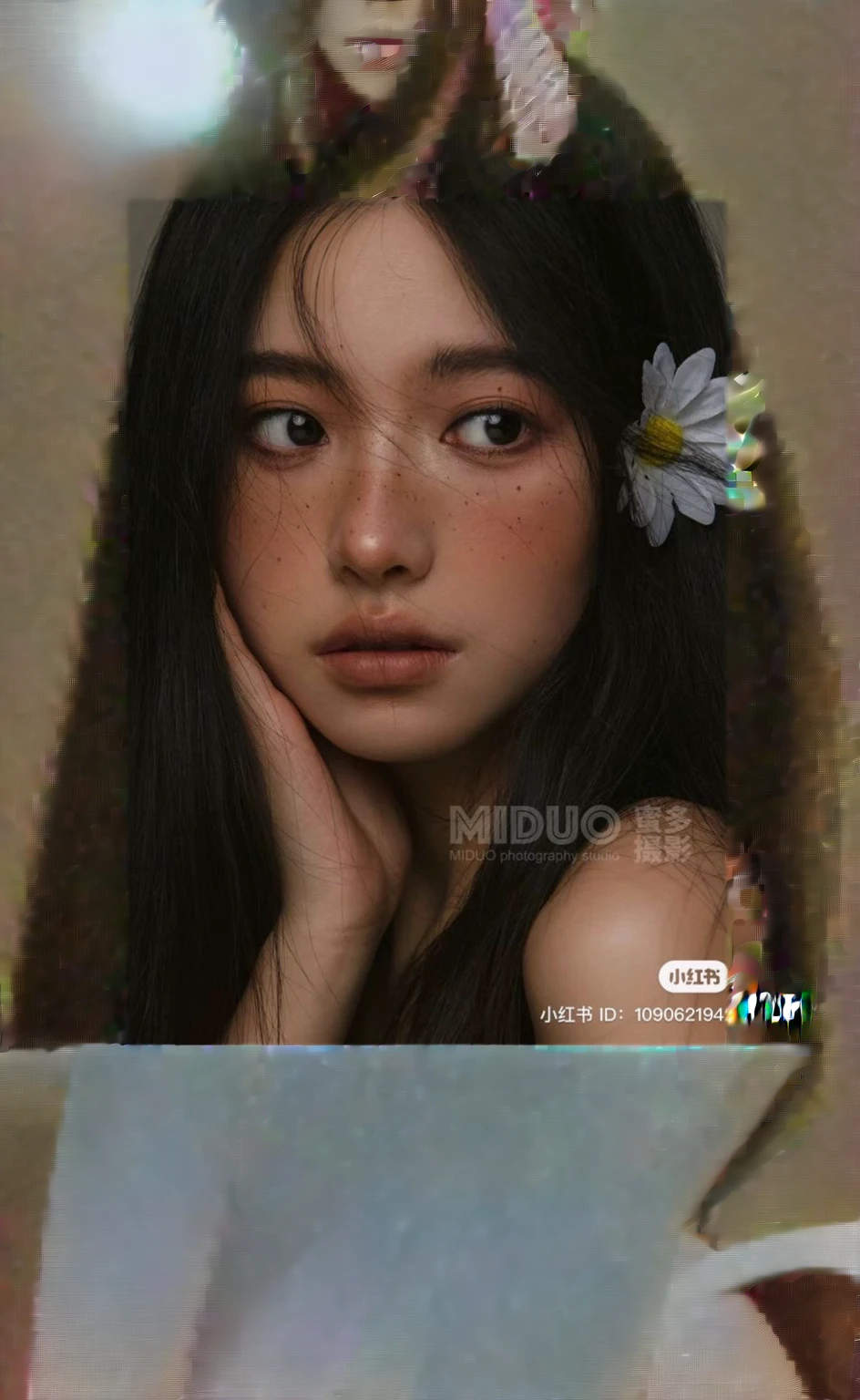 (Masterpiece), (Best Quality), (ultra detailed),(messy hair),(illustration), (1 girl), (fashion clothes), model, looking at the viewer, (interview), (simple background),Beautiful detailed eyes, beautiful and delicate face, floating,(High saturation),(colorful splashes),colorful bubble,(bright), focus on face, Ayaka Kamisato, light blue fur, hits, hair ring, flores floatings, pelos floatings, (bright), better lighting, best shadow,