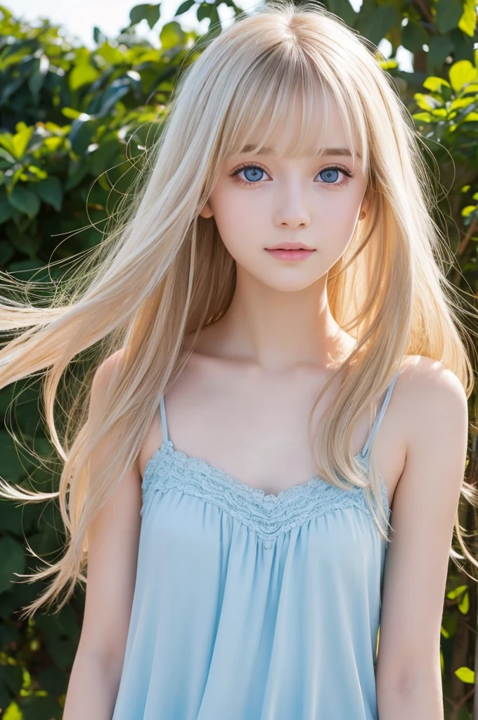 Wind hair clinging to a very beautiful face、Beautiful eyes hidden in hair、Very shiny、Very cute beautiful face、shiny very beautiful skin、So beautiful cute sexy shining beautiful pale light blue eyes、Beautiful very long shiny silky blonde hair、Beautiful swaying bangs、Sexy 18 year old very beautiful girl、Beautiful fece&Cute sexy eyes、Pure white beautiful skin、nude