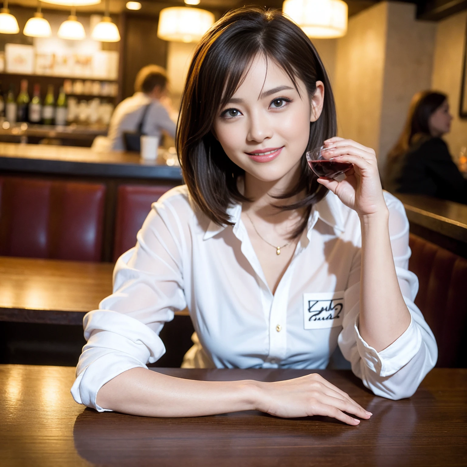 ((Highest quality、8K、masterpiece:1.3))、slimカップル、Pink rubber、modelカップル、(Realistic, Intricate details:1.2), full-course dinner、Wine Party、Amazing view of the sunset sky and clouds、A bright smile、The wonderfulness of smile、Bright image、The beauty of wine, Beautiful Face, blue eyes, The light shines on your face, Blushing, short hair,Bright Face、 (Age 42), 39 years old, red wine 、Appetizers、Italian food、Wine bottle、Champagne、sparkling wine、Two beauties、Brown Hair、Shortcuts、Long sleeve shirt、dress、Beautiful woman 1, (slimな顔), (The body is slim), (Brown Hair), (Shortcuts), cheeks turn a little red,Attractive beauty、restaurant, In a prominent place (From the waist up) Nova Frog Style, actress, model, Upper Body, White wine, slim, wine glass, 中央に置かれたwine glass, smile, (smile: 1.15), Beautiful fine grain, Depth f/2,saturation, High Contrast, Strong light and shadow,Moist Body:1.5、3D texture、Delicate eyes、Brown Hair、The hair is very shiny、