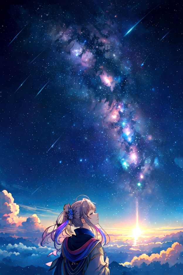 plane、虹色に光り輝くplane、虹色の空を飛ぶplane，colorful，beauttiful stars，wonderful景色，Utopia，An atmosphere full of dreams and hope，masterpiece．16K, Ultra-high resolution, Ultra-high resolution, to be born,wonderful ,future、Iridescent、The world 30 years from now。