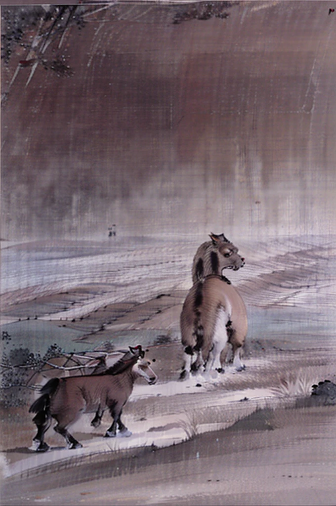 Kazakh yurt, steppe, Horse. In the form of a postcard.