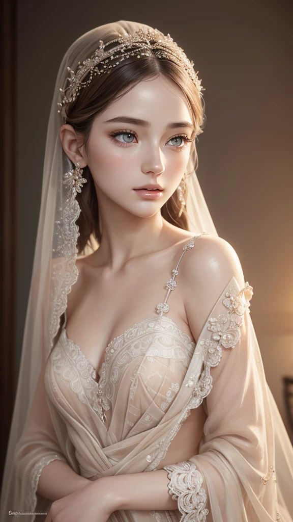 1girl, nude, beautiful detailed eyes, beautiful detailed lips, extremely detailed face and skin, long eyelashes, feminine, elegant, graceful, serene expression, intricate details, porcelain skin, glowing skin, natural lighting, soft lighting, cinematic lighting, warm color palette, muted colors, photorealistic, 8k, high resolution, detailed, intricate, masterpiece