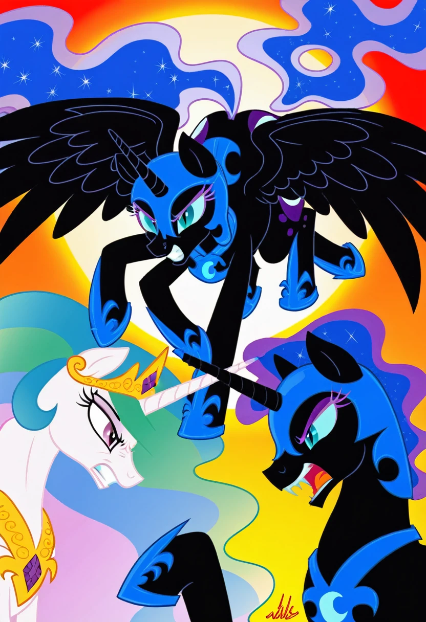 Nightmare moon angry pony fight celestia 