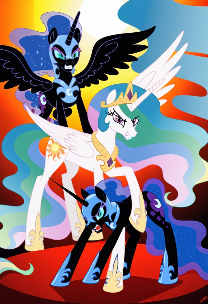 Nightmare moon angry pony fight celestia 