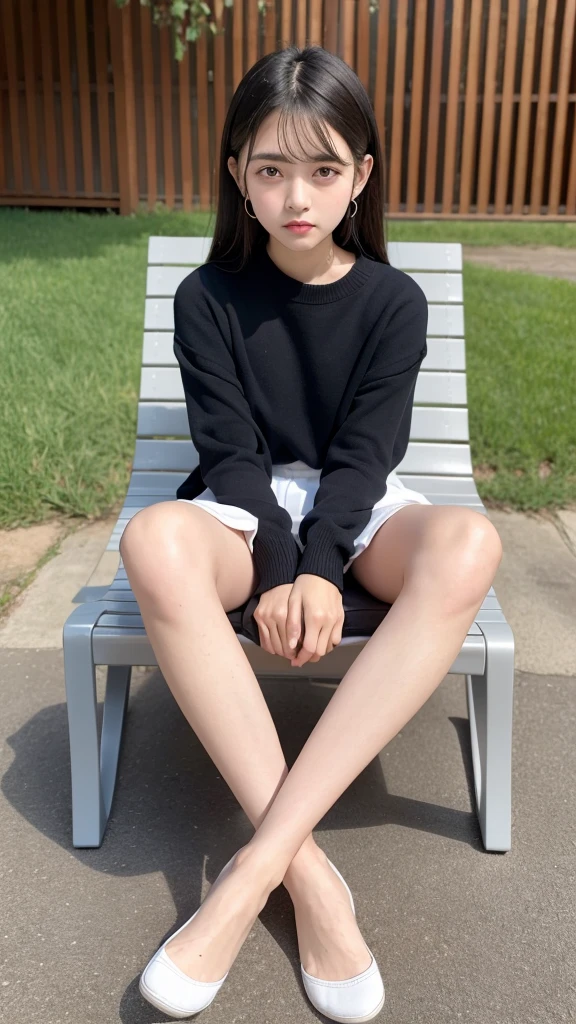 Boylegs、(Panchira sitting with legs wide open:1.2)、Don't cover your lower body、Camel Toe、1 person、Japanese girl、Highest quality、masterpiece、Highly detailed face、Beautiful Face、The best smile、Brown Short Hair