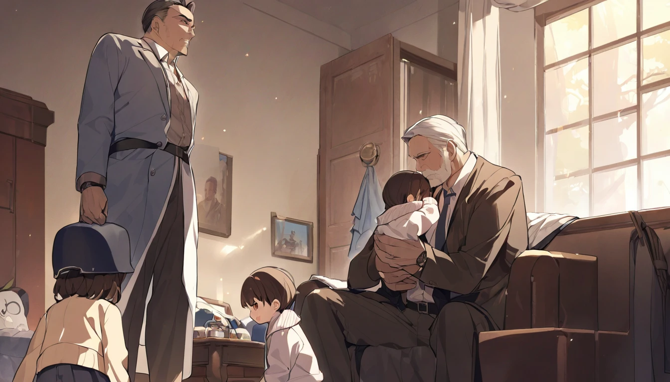 A father watches his child's growth from behind during a class visit