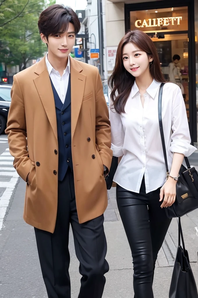 Korean couple、２０talent、Handsome Men and Beautiful Women、tall、Cafe