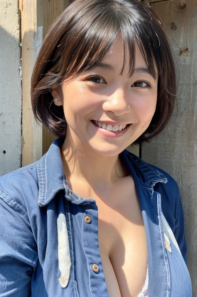 48 years old Big Breasts woman A kind smile Big eyes Front teeth Short Bob Hair Japanese classmate Saggy breasts Sexy appeal