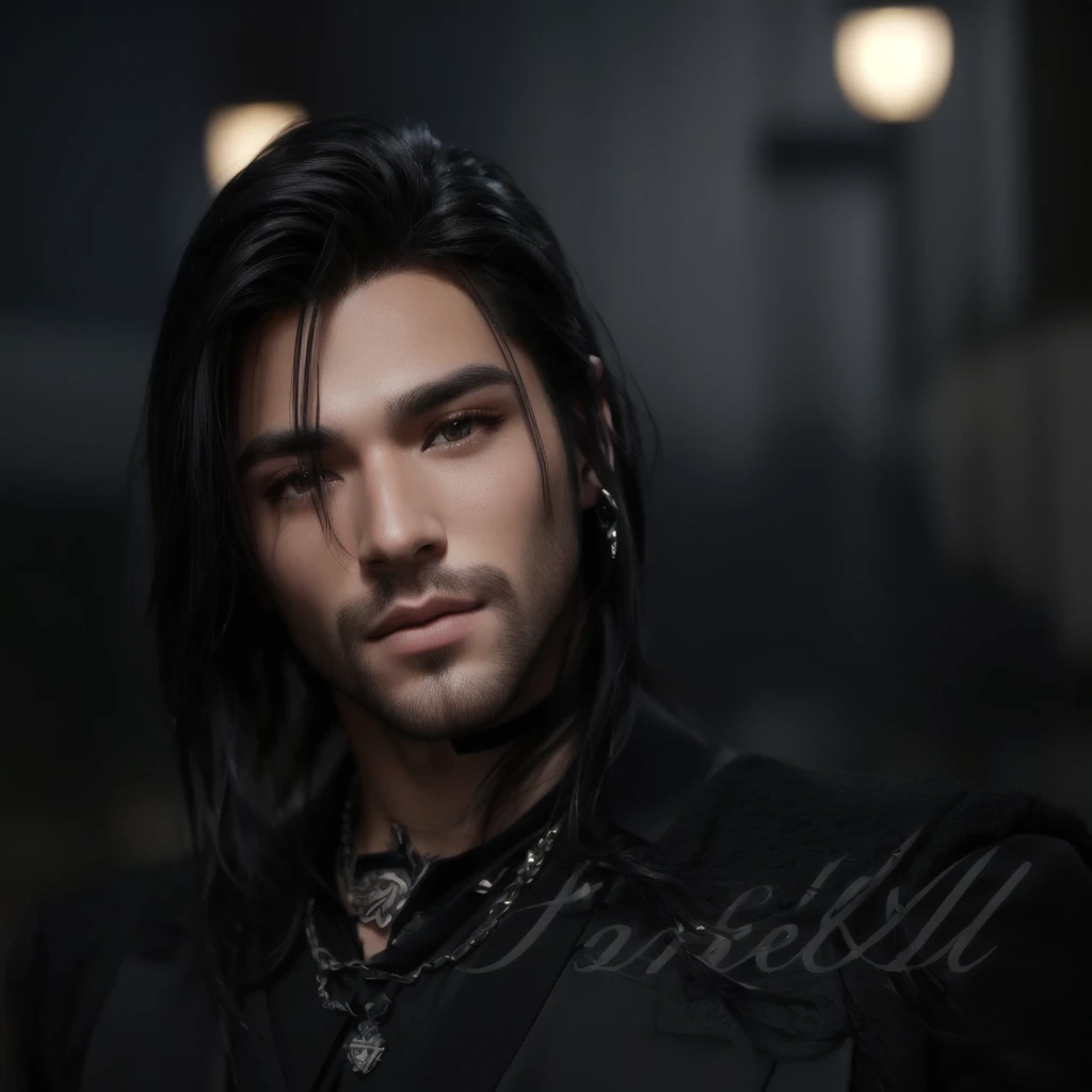 arafed man with long hair and piercings posing for photo, fantasy man portrait, christian, imvu, second life avatar, stunning realistic handsome, strong chin, bright skin, beautiful face!!, handsome, handsome detailed face, close-up shot full body, photorealistic”, portrait”, photorealistic”
