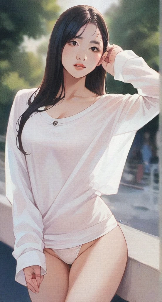 Asian flight attendant undressed her clothes make her into airplane white attendant uniform hyper realistic