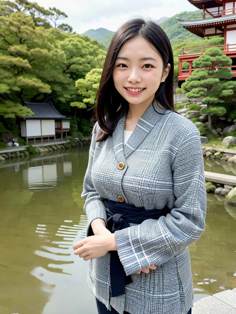 Smiling Asian woman with Kyoto river in the background