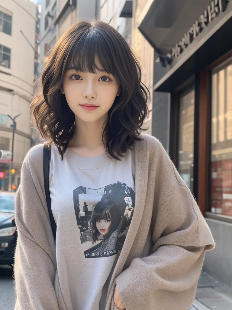 (Highest quality, Very detailed, masterpiece:1.2), 1 women, Very thin body, length, Thin legs, ((Black wavy short hair:1.2)), ((Thick and fluffy bangs)), Very detailedな顔,A faint smile, small, Thin Nose, small thin mouth, Extremely sharply focused eyes, Japanese, Beautiful Face, Realistic eyes, Beautiful and beautiful eyes, Realistic Skin, Beautiful Skin, charm, (A vivid face), Beautiful Hairstyles,((Over Size Tシャツ)),脇を見せる,腕を上げる,Creepy and unique hairstyles,下からのアングル, High resolution, Vibrant color palette, Mysterious and mysterious stone wall, Amazing place,Characteristic dark shadows and strange details, background, Backwards