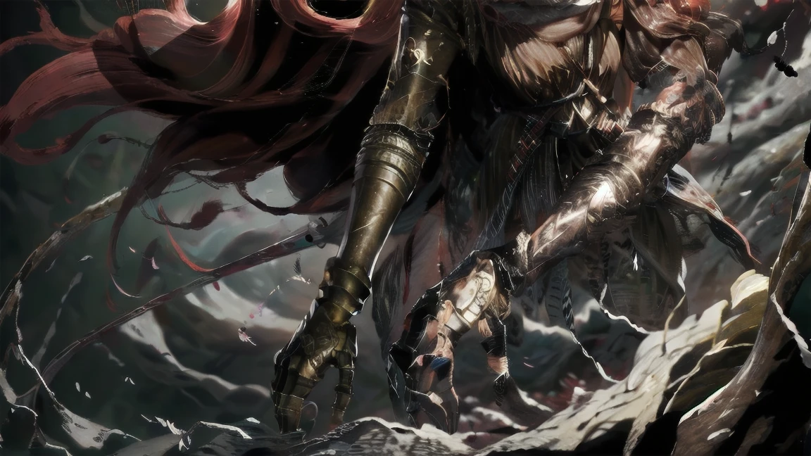 1 girl, ultra sharp image, beautiful figure, beautiful, full length (full body 1.1.), slender legs, buttocks, slender legs, Wasp waist, sexy, fighting pose, fighting stance, only,helmet,light-skinned Женский, One, long curved sword in hand
