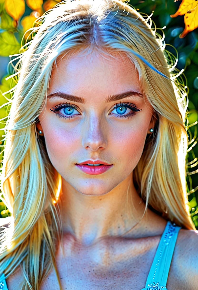 Beautiful girl with blue eyes and blonde 