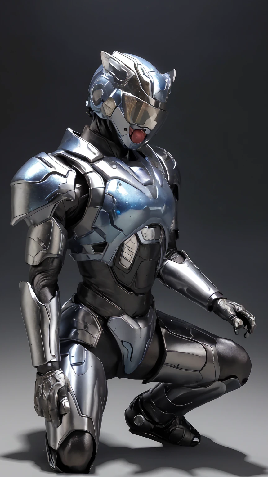 ((Middle-aged women))Textured skin, Super detailed, Attention to detail, high quality, 最high quality, High resolution, 1080P, , (Lie on your back)beautiful,(War Machine),beautifulサイボーグ女性,Mecha Cyborg Girl,()((Heavily damaged armor)),A woman with a feminine mechanical body、Kind Face　Black-haired,Full Body Shot) Boyish short hair、Soaked Face　Steam from the head　、A lot of sweat on the face、A blank look、Sleep on your back、Turn your face at an angle、Open your mouth((Sticking out tongue)、Smoke comes from the whole body((There are deep cracks in the armor all over his body.))(Spread your legs　is visible　squat　water　Chiquita　