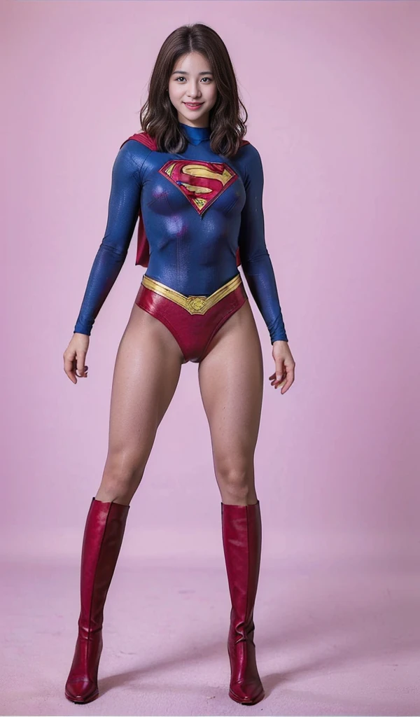No background、(((Sweating profusely))).(((Beautiful legs in black tights.)))、(((Legally express the beauty of your smile)))、((((Make the most of your original images)))、(((体にぴったりフィットするSupergirl Costume)))、(((Supergirl Costume)))、(((short and beautiful hair)))、(((suffering)))、(((Please wear black tights....、Wear red boots)))、((Best image quality、8K))、((Highest quality、8K、masterpiece:1.3))、(((Preserve background )))、Sharp focus:1.2、Beautiful woman with perfect figure:1.4、Slim Abs:1.2、Wet body:1.5、Highly detailed face and skin texture、8K