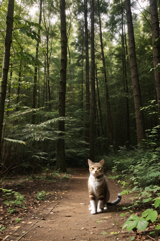 The cat goes to forest in search of treasure