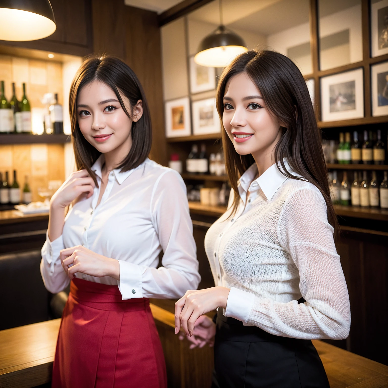 ((Highest quality、8K、masterpiece:1.3))、slimカップル、Pink rubber、modelカップル、(Realistic, Intricate details:1.2), full-course dinner、Wine Party、Amazing view of the sunset sky and clouds、A bright smile、The wonderfulness of smile、Bright image、The beauty of wine, Beautiful Face, blue eyes, The light shines on your face, Blushing, short hair,Bright Face、 (Age 37), 39 years old, red wine 、Appetizers、Italian food、Wine bottle、Champagne、sparkling wine、Two beauties、Brown Hair、Shortcuts、Long sleeve shirt、dress、Beautiful woman 1, (slimな顔), (The body is slim), (Brown Hair), (Shortcuts), cheeks turn a little red,Attractive beauty、restaurant, In a prominent place (From the waist up) Nova Frog Style, actress, model, Upper Body, White wine, slim, wine glass, 中央に置かれたwine glass, smile, (smile: 1.15), Beautiful fine grain, Depth f/2,saturation, High Contrast, Strong light and shadow,Moist Body:1.5、3D texture、Delicate eyes、Brown Hair、The hair is very shiny、