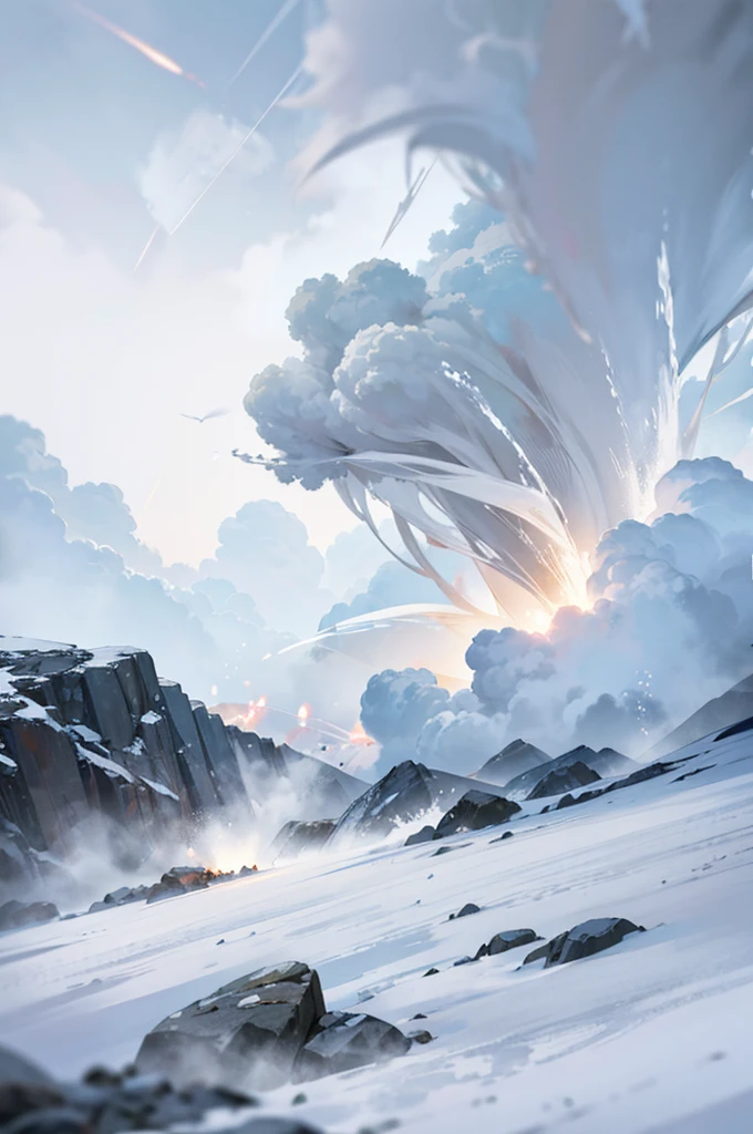a tornado of white wind, raging storm