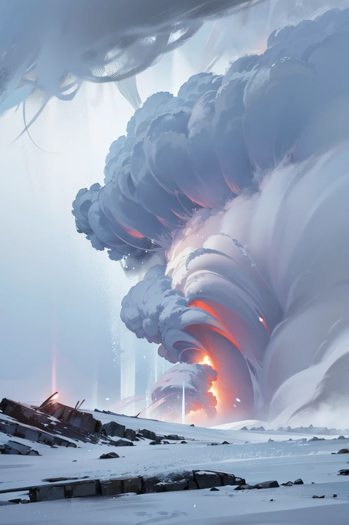 a tornado of white wind, raging storm, avalanche, blizzard
