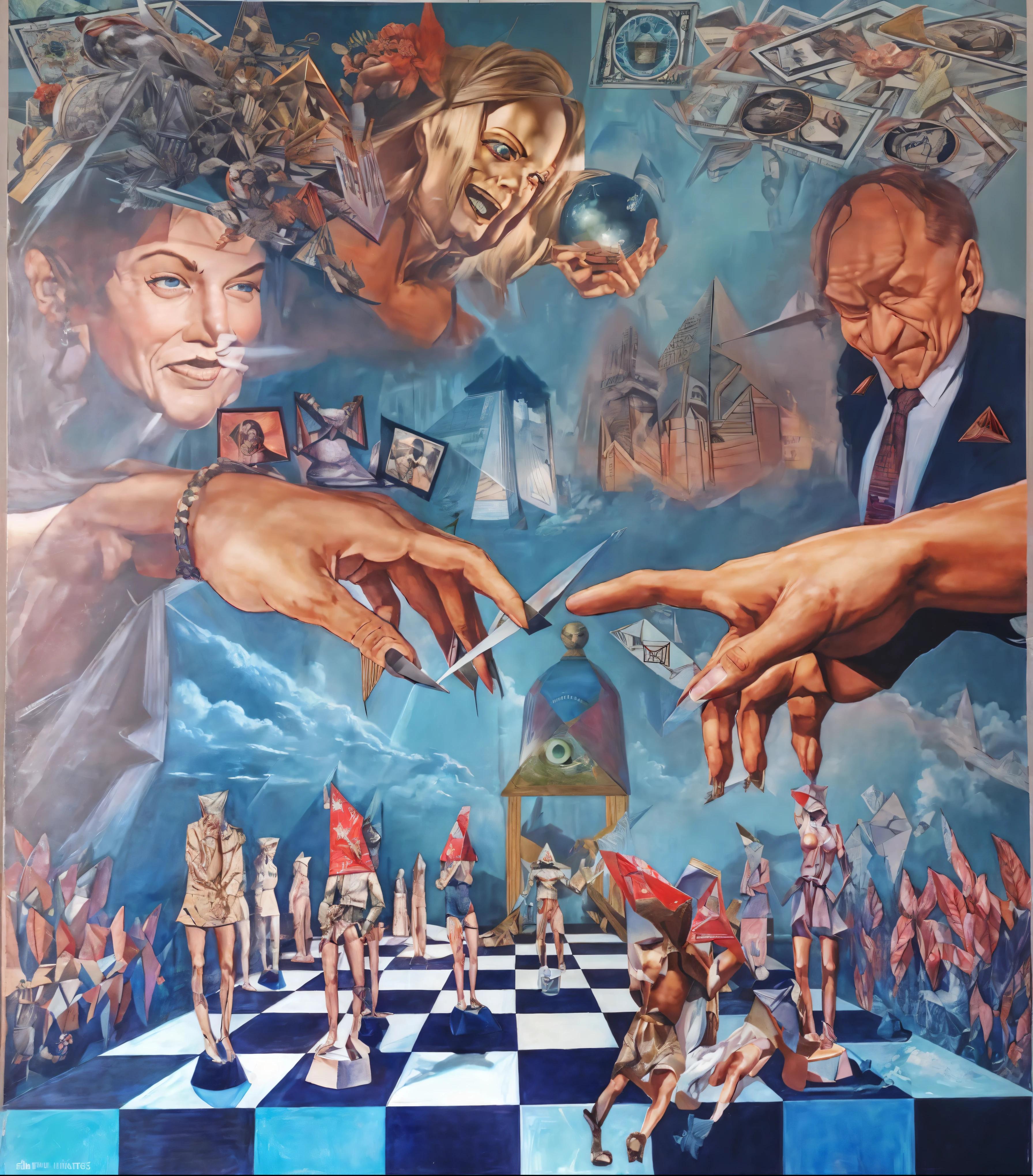 Distort with a realistic modern touch current Masons illuminati pyramid head matrix sacred universe 