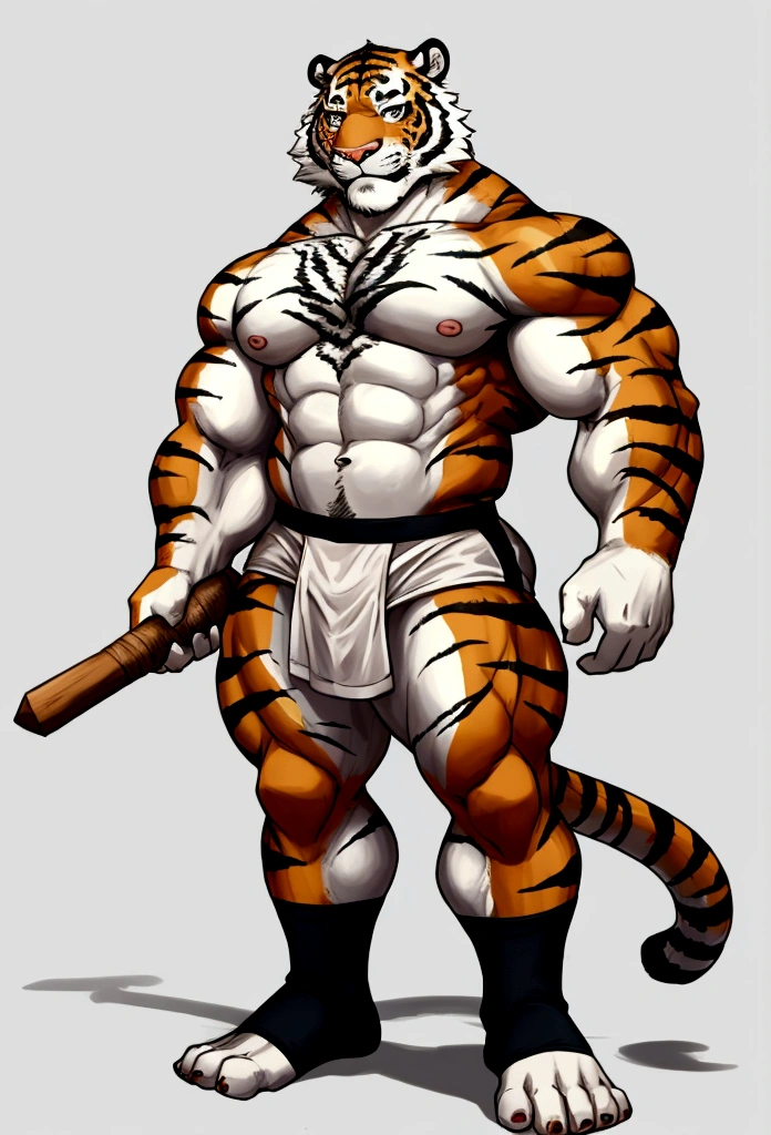 gay muscle furry sibirian tiger wearing white dirty sport sock 