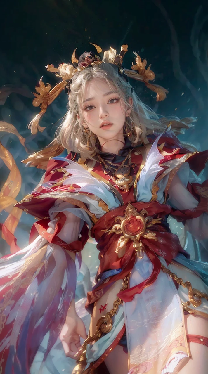 (RAW photo, best quality), (realistic, photo-realistic:1.3),best quality,highly detailed,masterpiece,ultra-detailed,illustration,1girl,upper_body,dynamic angle,world masterpiece theater,messy_long_hair,best quality,extremely detailed CG unity 8k wallpaper,ink,Amazing,cinematic lighting,lens_flare,,dunhuang_style