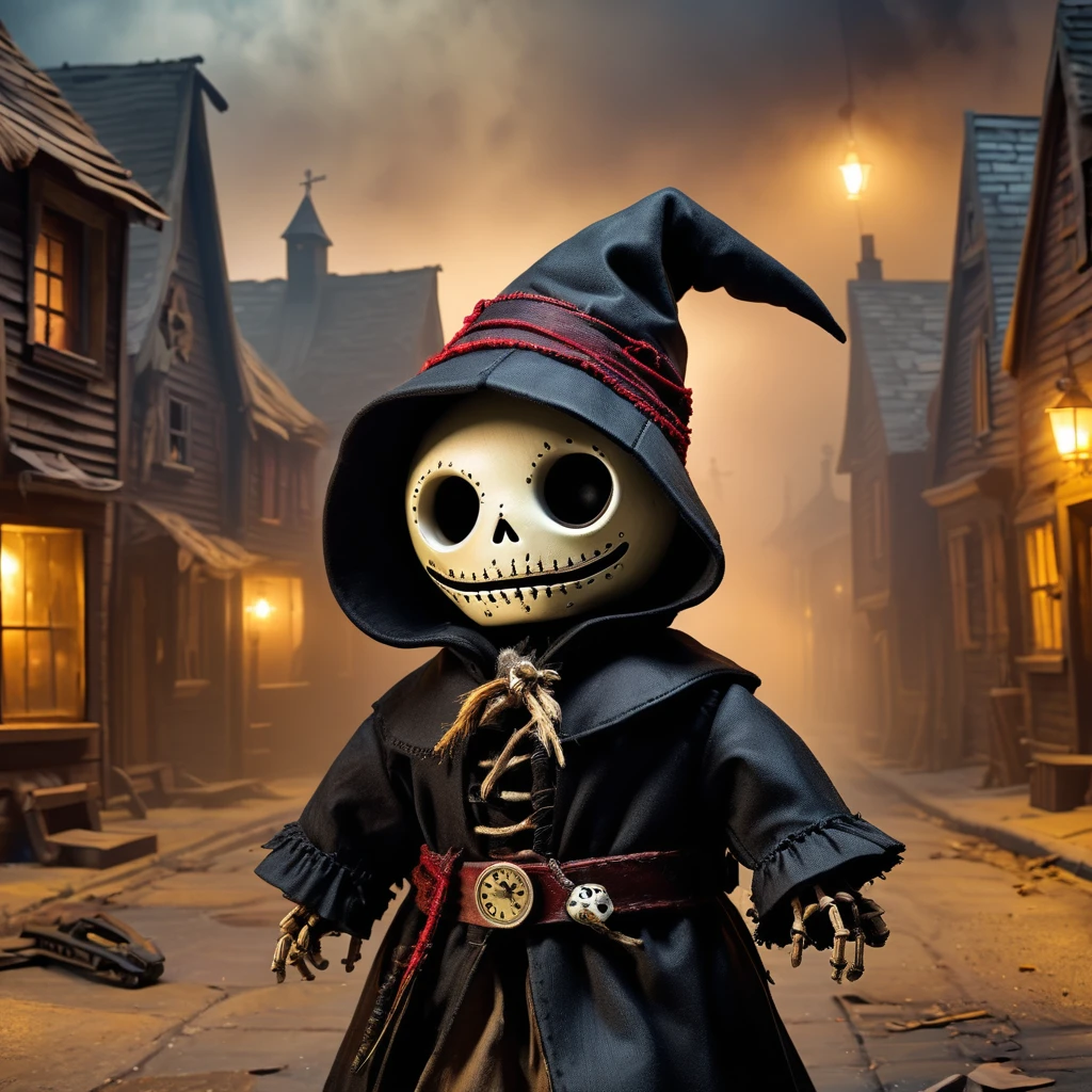 (knitted toy voodoo doll:1.5), (Voodoo Doll in a Plague-Ridden Town:1.3), (Clothing: plague doctor's attire with ominous patterns:1.0), (Accessories: enchanted mask emitting a protective glow, floating rats:1.1), (background: dark, foggy town with abandoned streets, boarded-up houses, and an air of desolation:1.2), best quality, masterpiece, detailed soft oil painting, detailed background, dramatic cinematic lighting, soft edge lighting, professional, dramatic lighting, hard edge lighting,
ultra quality, 4k,masterpiece, best quality, 8k, ultra highres, highres, extremely detailed