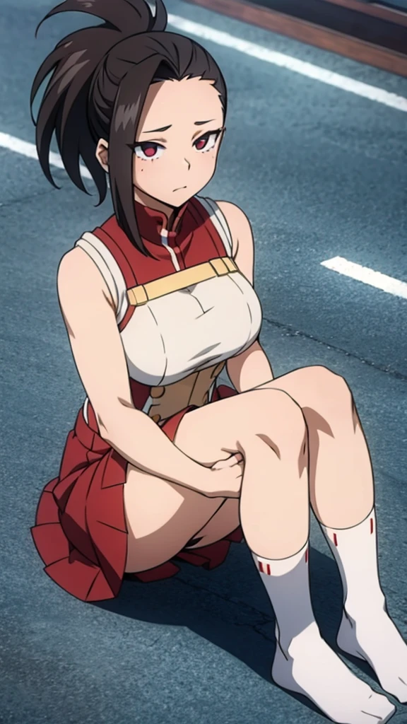 Sexy yaoyorozu in white socks over knees , and revealed breasts