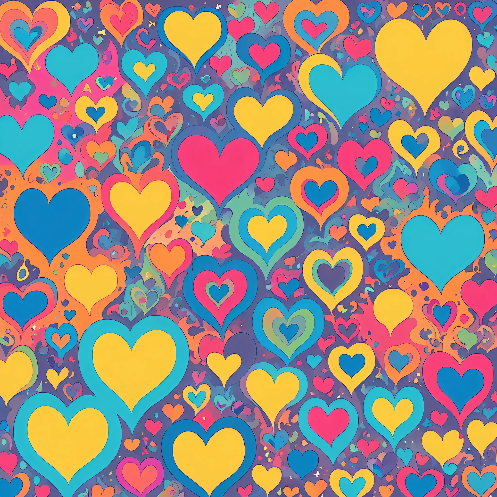Keith Haring style, Simple Line Initialism,Abstract art,Urban Background, colorful hearts ,No people