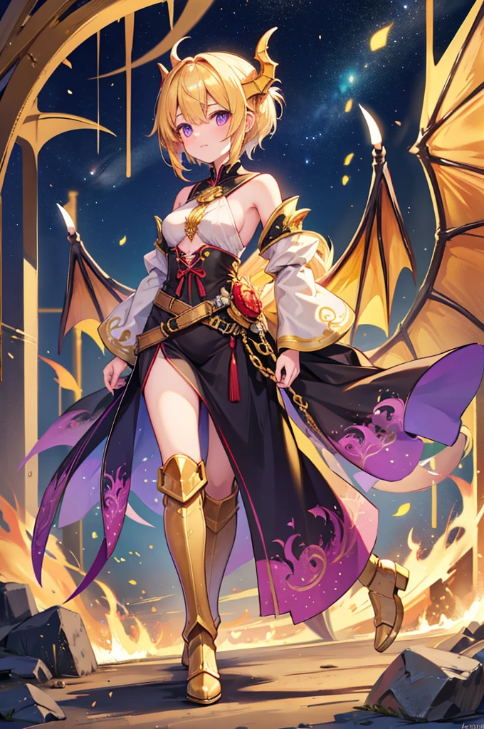 golden wingless dragon made of aura