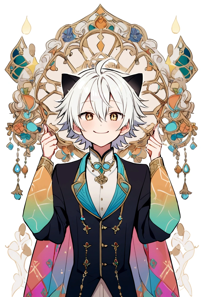 White haired neko boy