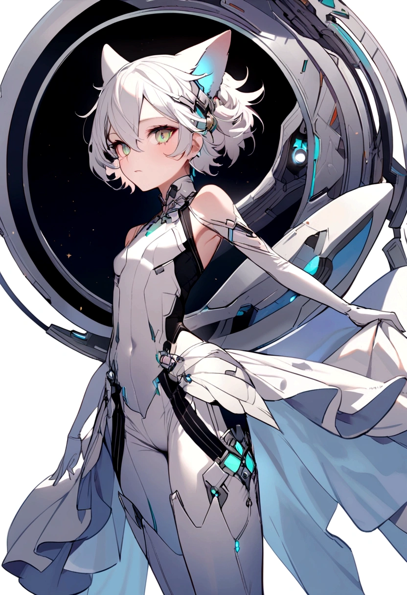 White haired neko boy