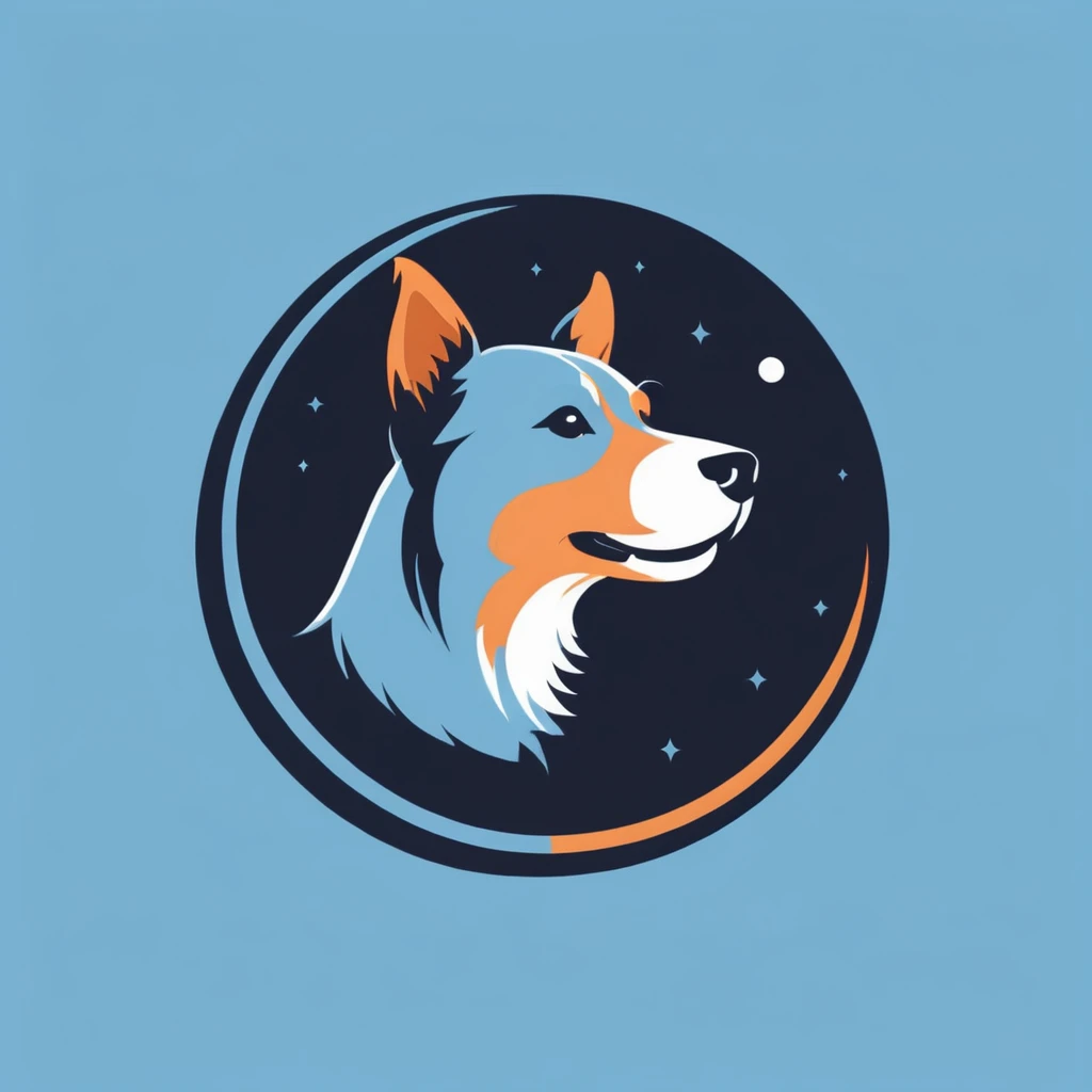 logo, 
A logo for a dog hottel, dog playing with ball, pastell colors (black, orange, dark blue, blue, brown),
LogoRedAF