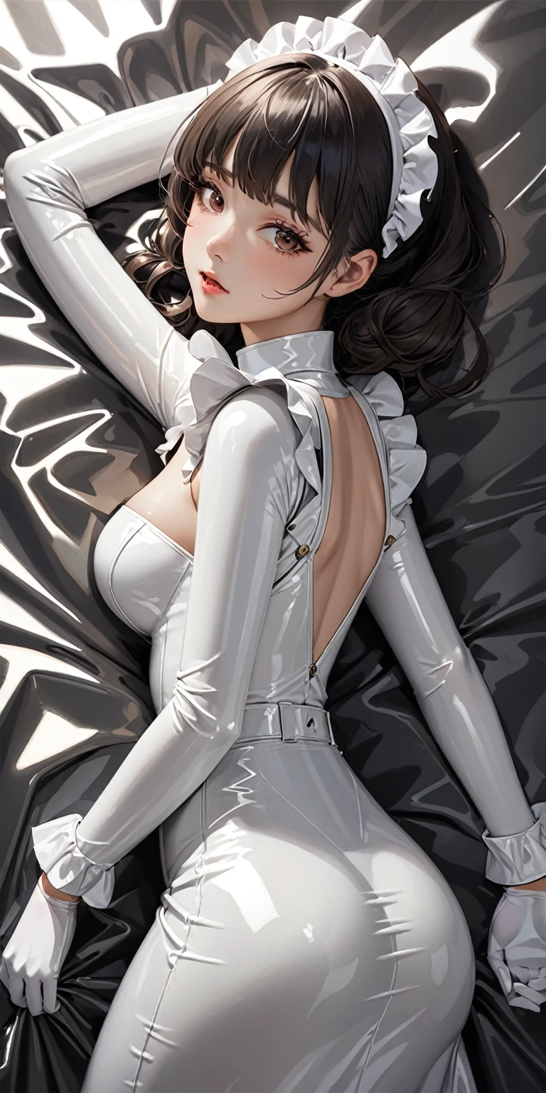 A beautiful woman dressed as a church sister, Strike a pose gracefully. She has a perfect face、, Expressive eyes, long flowing hair, And a kind smile. Her body is perfectly balanced, With a slim waist and beautiful curves. 彼女の教会のNunsたちの衣装は伝統的な要素で飾られている., Includes a modest dress with a veil and intricate embroidery. The embroidery is delicate, beautiful, Casually sexy, Enhance the elegance of your outfit. This dress has a high neck and long sleeves..., Decorated with lace and intricate patterns. The veil is of high quality, The translucent material flows gracefully over the shoulders... The background is soft and blurry、Focus on her.. Make your underarms look natural、Maintaining balance throughout the body. The character needs to appear graceful and confident.... Please show me your armpits, Embarrassing, Are crying, anger, (Nuns),(Cross Necklace), Latex bodysuit, Shiny clothes, Perfect fit for your skin, habit, Latex gloves,Black bodysuit,Thigh-high boots, No sleeve, 

