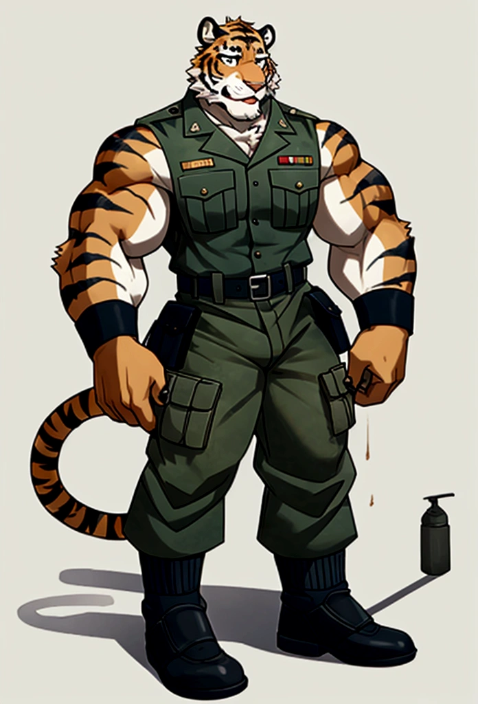 Gay , nake , muscle , tiger , furry , wearing dirty military smelly sock