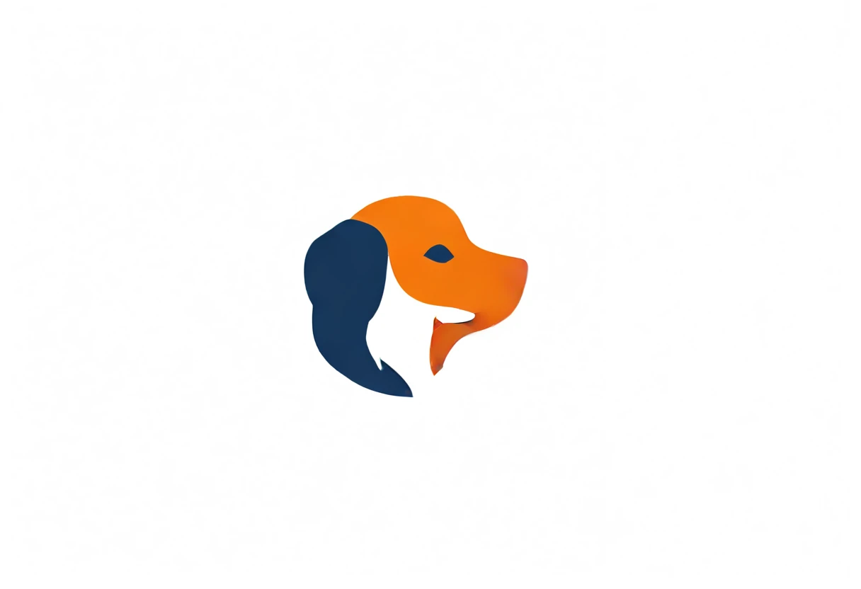 logo,
A logo for a dog hottel, (fullbody), ((dog with black ear)), dog playing with ball, pastell colors (orange, dark blue, blue, brown),
LogoRedAF