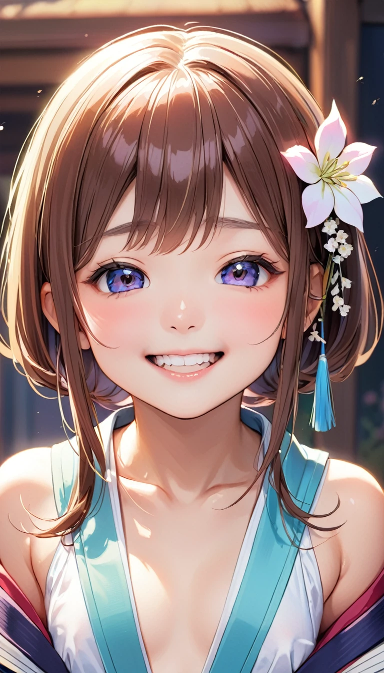 10 year old Japanese girl erect nipples close up elated face'Eyes wearing silver-white mirrored lens sunglasses、I looked at the world reflected in the lenses of my sunglasses..(Side Pony,Colorful Hair),