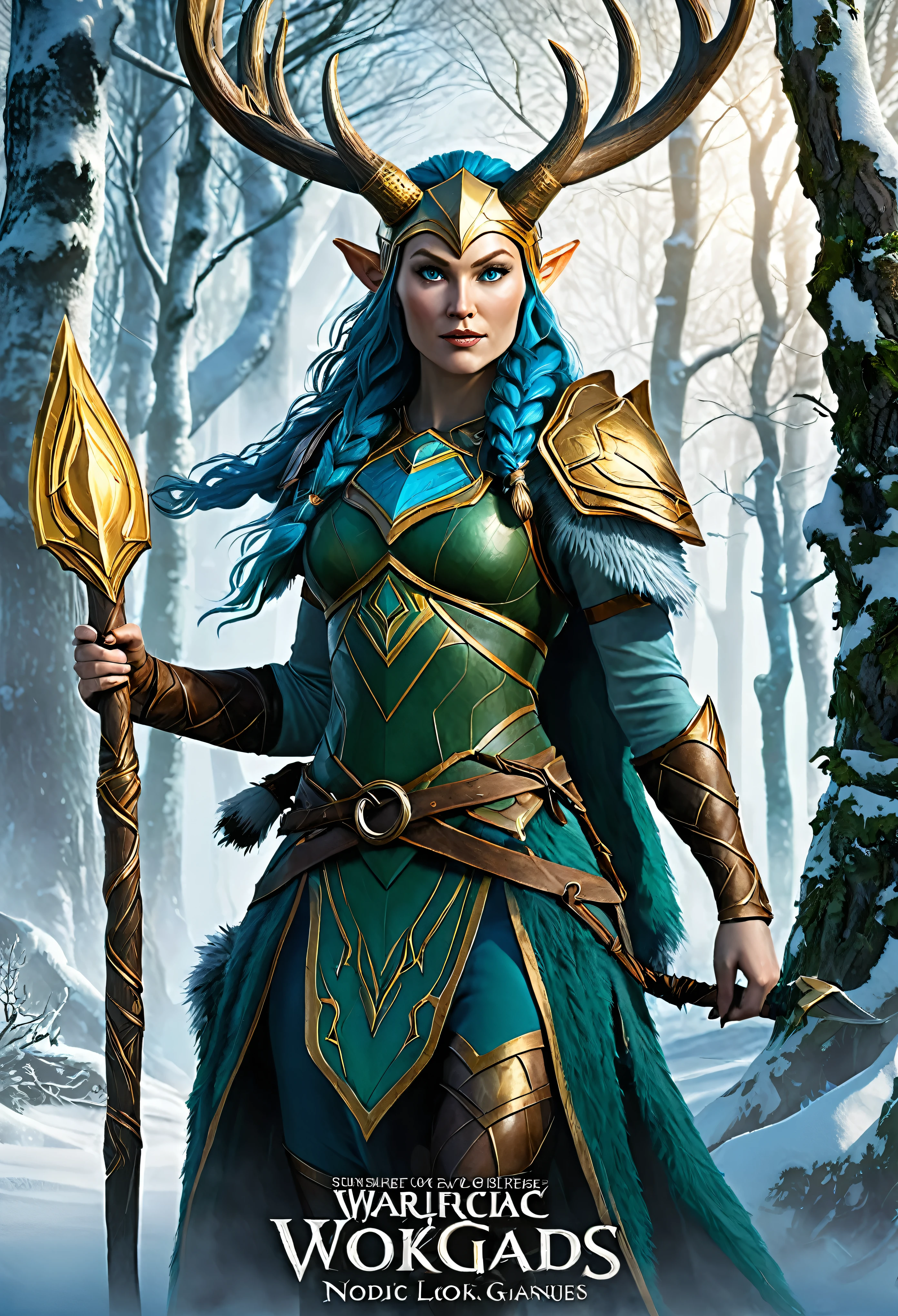 "Create a unique Satyress character rooted in Nordic mythology, blending her traditional woodland and nature-bound traits with the mystical prowess of Valkyries. She embarks on a quest to rescue a stolen artifact from a cunning frost giant, forging an unlikely alliance with a mischievous Loki along the way."
