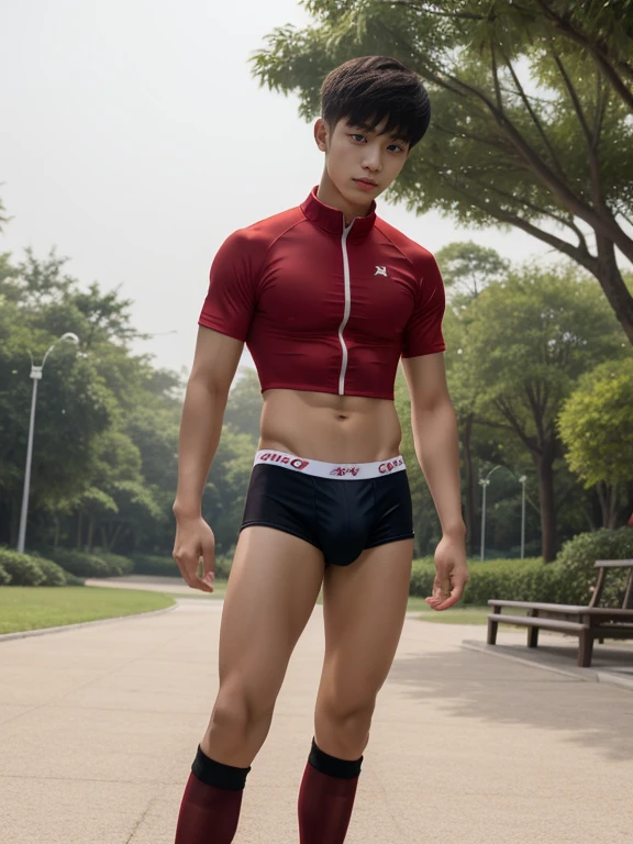  teenagers , very young , light-skin , wearing an dark red sexy underwear, tmasterpiece，k hd，the feet，Transparent sports vest，semi transparent，black long socks，The barefoot , red colour , handsome and cute , extreme cute boy , white skin , dark red underwear boxers shorts , extremely tall and cute boy ,oppa model , handsome model , full body , dark red boxers underwears short shorts , black socks , white light-skin , Chinese model , young boy , white skin , handsome and extremely cute , red boxers underwear shorts , long black socks , handsome model , at the park , jogging , model oppa , long legs , jogging , running , high knee black socks ,black  long socks , stand up , extremely tall , extremely high , red underwears , red sports underwear , long black socks , clean and white legs , Chinese model , extremely long legs , looking at the camera , clean and white thigh , heavy bulge , kid face , b , wearing red underwears boxers , light and white skin , Chinese model，high school boy , chinese handsome face , korean handsome face