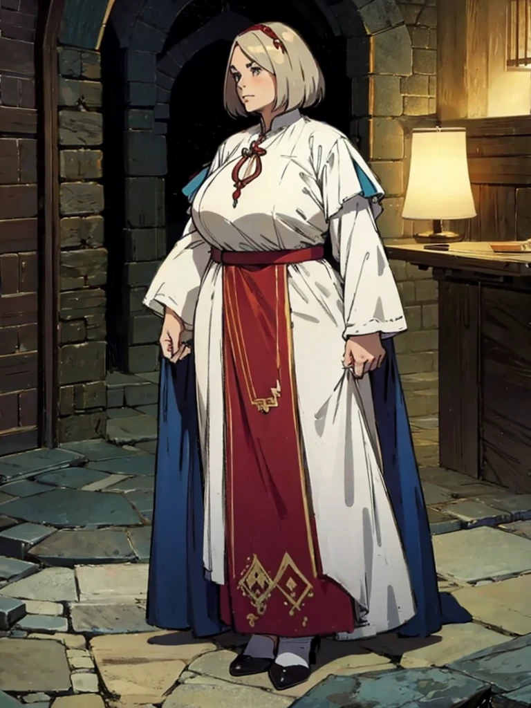 Mature female, plump, medieval, Native dress, full body image