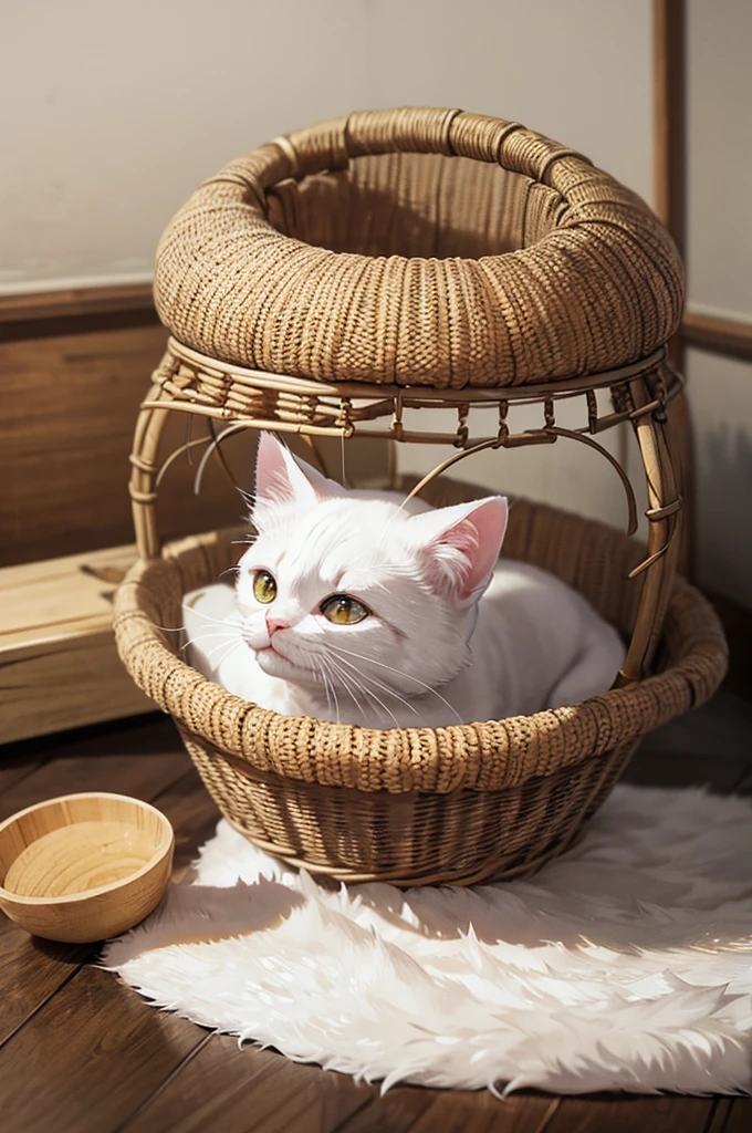Realistic,16K,kitty,16K,small,room,basket,hyper quality, highly detailed