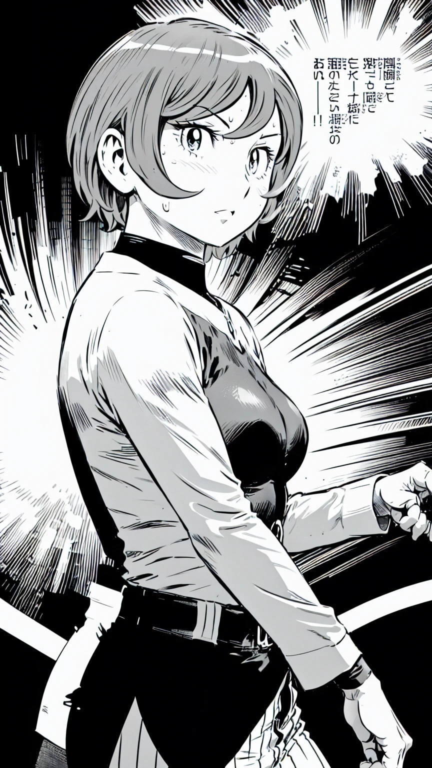 (野球uniform:1.2),
Blonde Hair, (short hair:1.2),Long sleeve, Black Shirt, turtleneck,White trousers、uniform、Black belt、((Illustration of people))、Big 、
View Audience,, (Highest quality:1.3),One Girl, White pants、uniform、Outdoor、baseball ground、ground、soil、blue eyes、Tight black shirt、(masterpiece、Highest quality)、Highest quality, Ultra-high resolution, (((masterpiece))), alone, Sweat、Big eyes、Big Breasts、One Girl, Front view、Embarrassed face、Bronze colored hair、((short hair))、Stand up straight
