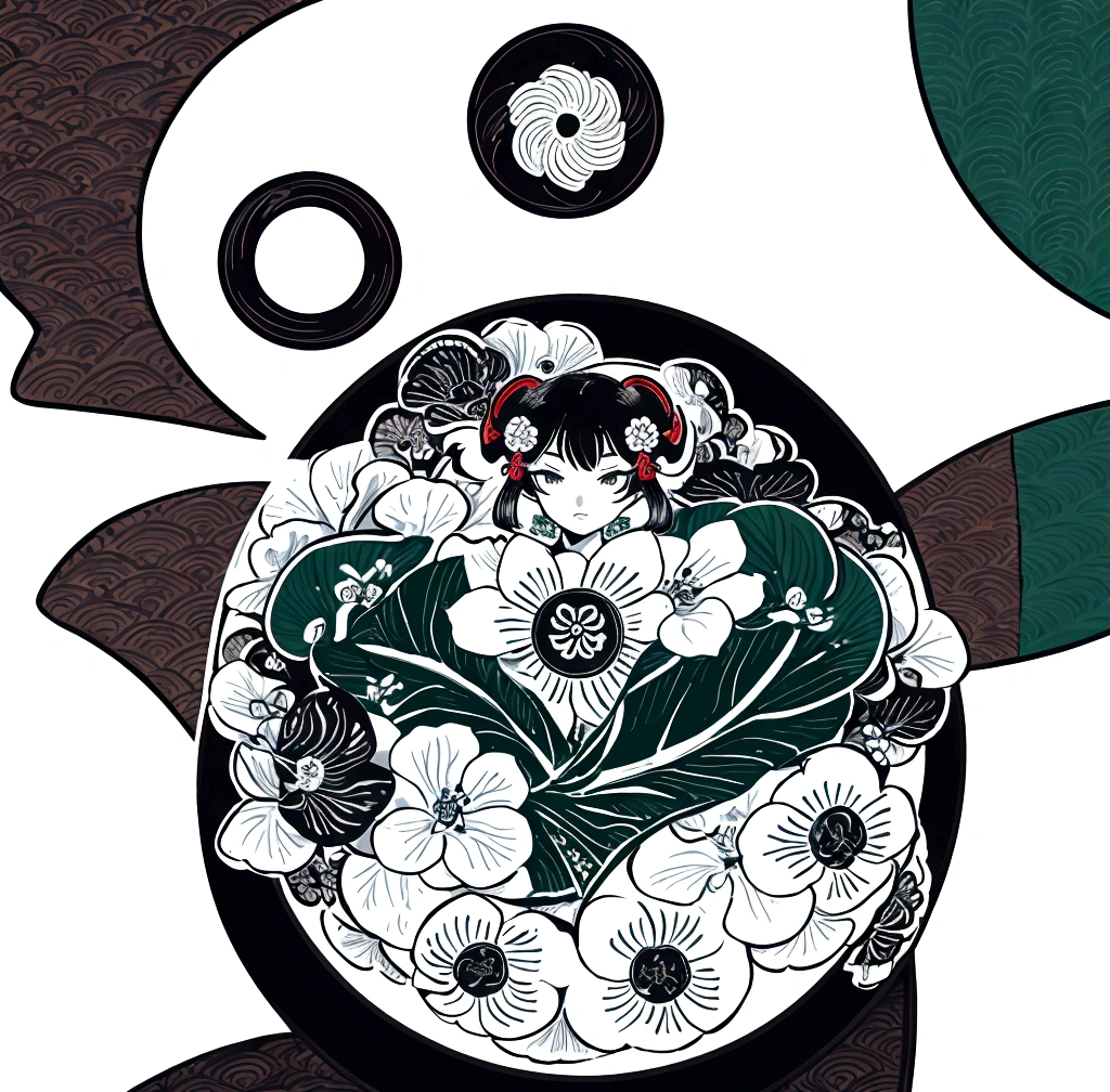 round circle, circular, erstelle mir in grösse der fläche auf weissem hintergrund ein japanisches circulares siegel kamon,an indigo-green circle with a leaf pattern in the middle showing 3 gingko leaves growing towards each other with Japanese finger waves reaching into the gaps, inspired by Masamitsu Ōta, inspired by Katsushika Ōi, intricate art deco leaf designs, inspired by Shūbun Tenshō, inspiriert von Ogata Kōrin, inspired by Ogata Gekkō, inspired by Sakai Hōitsu, flat illustration, sticker