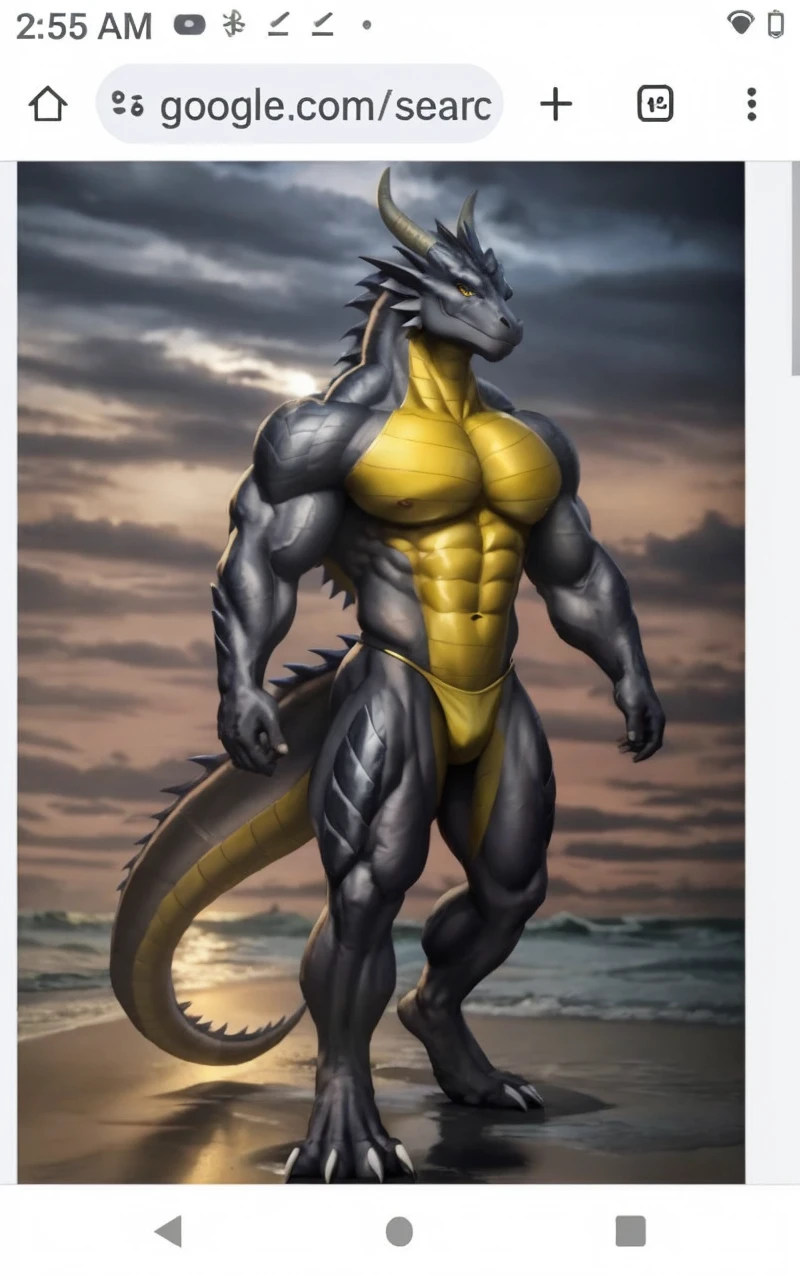 A anthro dragon with abs and tight underwear 