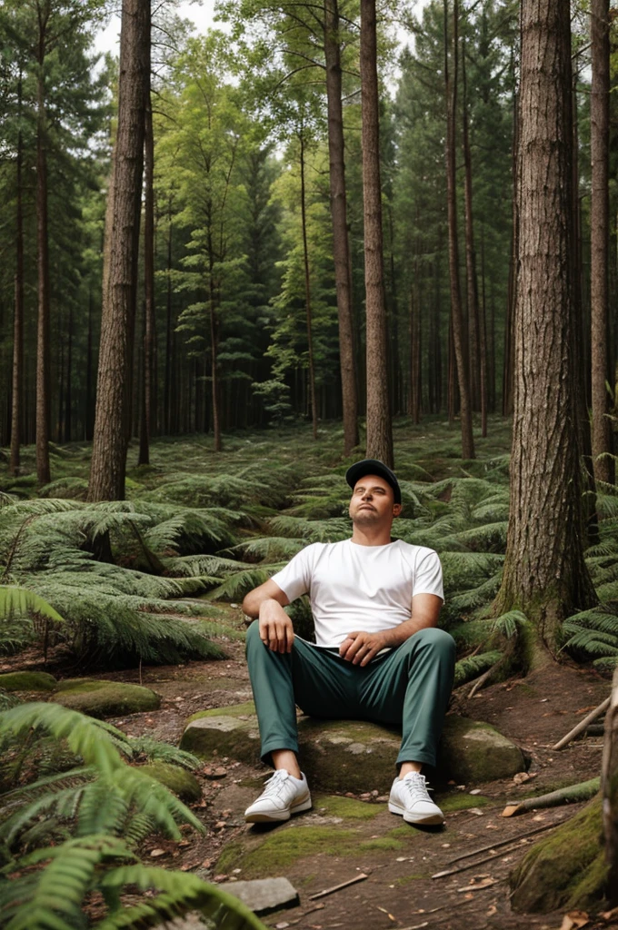 Lazy man on forest