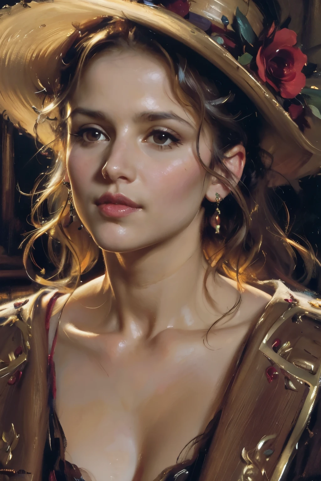 (Adria Arjona:1.2), plump lips, portrait, close up, sargent, by sargent