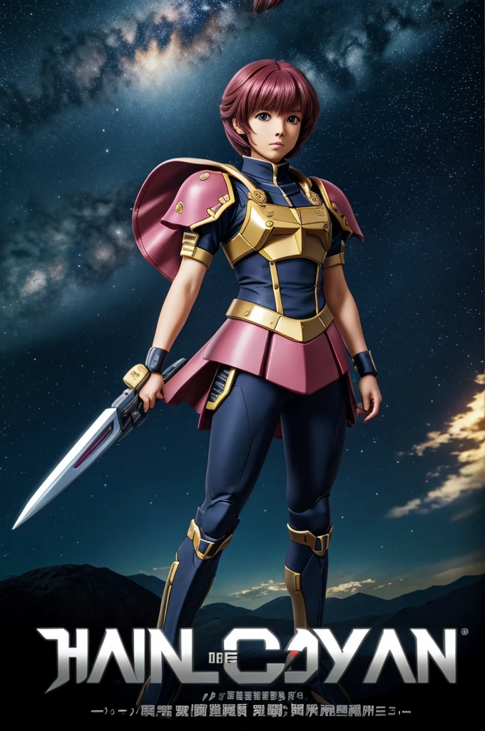 Highest quality, masterpiece, High resolution, alone, （Haman Khan），（機動戦士ZGundam），（Zeon_uniform），（Black‗Mantle），（pink_Hair Color），Gundam，Cybele，（Funnel）、Bob haircut，Bangs‗Hairstyle，Young Girl，Starry Sky_background，Anime Style, Highest quality, 4K, masterpiece,， alone, 1,whole body，looking at the camera, Shinkai Makoto style, Sharp Eyes，（Full Finger）, （Accurate fingertips）, （The finer details）, （Anatomically correct）, (映画のbackground), Hyper Detail, (Subtle details), (Intricate details),