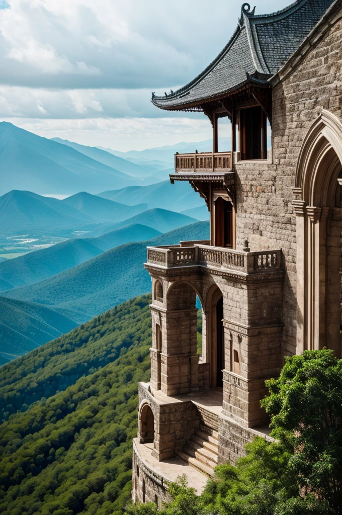 Big mysterious palace on the top of a mountain 