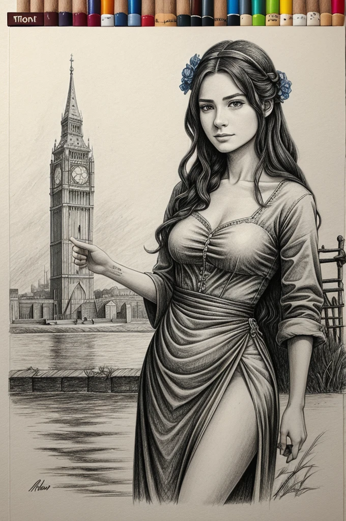 Drawing based on relived realities with morden touch